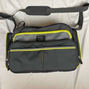 Eddie Bauer First Adventure Diaper Bag – Gray/Neon Yellow, Wipe Dispenser